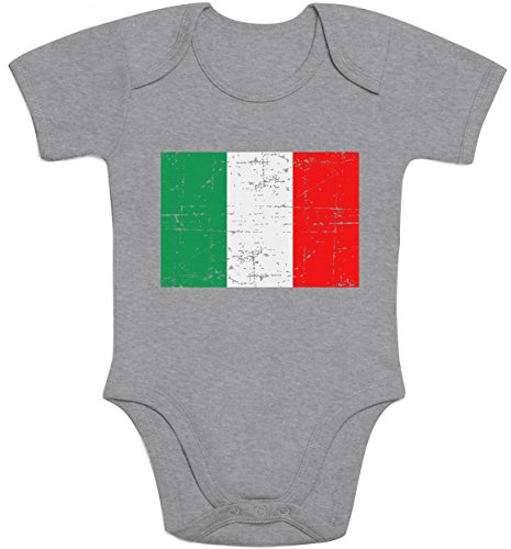 Italien Italia Flagge WM 2018 Olympiade Fanartikel Baby Body Kurzarm-Body Newborn Grau