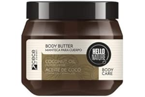 Hello Nature Crema Hidratante Corporal de Aceite de Coco, Coconut Oil Body Butter, 250 ml