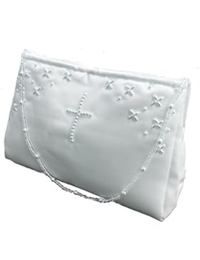 LadyMYP©Kommuniontasche Brautbeutel mit Perlen in Kreuzform für Hochzeit Kommunion weiß NEU
