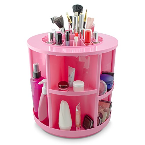 VENKON – Make Up Organizer Sortierkasten für Aufbewahrung von Kosmetik – 360 Grad drehbar – rosa - 5