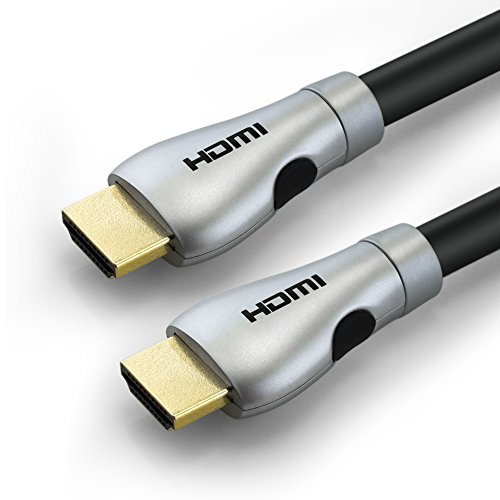 HDMI Kabel 15M - Silver edition - HDMI 2.0 a/b kompatibel - HDR / Ultra HD 4K (2160p) / Full HD 1080p - Hohe leistung mit 3D, Ethernet und Audio Return Channel (ARC) - Mehrfach Schirmung - Nylon umflochten
