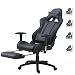 Produktbild Delman Racing Bürostuhl Gaming Chair Schreibtischstuhl Drehstuhl Sportsitz Ergonomischer PU Leder Höhenverstellbar mit Armlehnen mit Fußablage Fußstütze 02-1004 (Schwarz-FR)