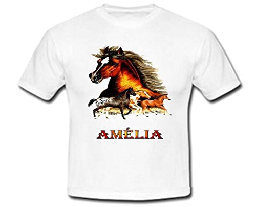 GRAVOPHOTO Tshirt personnalisé Chevaux prénom et Taille au Choix