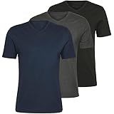 Maglia Intima Taglie Forti (3 Pezzi) 100% Caldo Cotone Uomo Felpata Mezza Manica Scollo a V Invernale