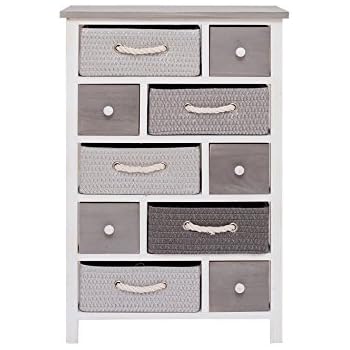 Melko Sideboard im Shabby Chic mit Körben, Regalfächer und Schubladen