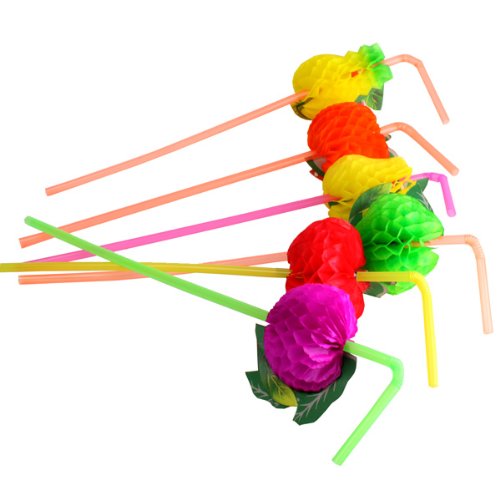 Yalulu 100 Stück Fruit Cocktail Kunststoff Trinkhalme Strohhalme Hochzeit Party Geburtstag Strohhalme
