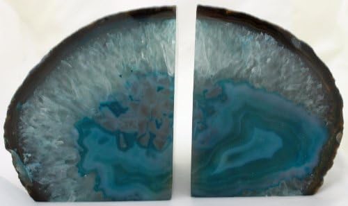 Pair of unique Agate Bookends. Luxury unique gift. Light Blue / turquoise
