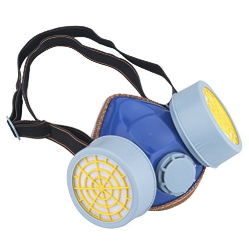 Ewolee Atemschutzmaske Aktivkohle chemikalien Halbmaske Industrielle Staubmaske mit Schutzbrille,Blau - 2
