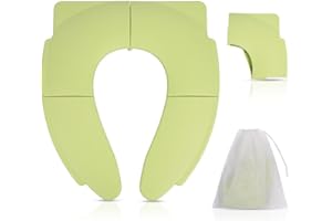HOTUT Asiento Inodoro Plegable para Niños, Infantil Portatil Plástico Adaptador WC, Antideslizante Plegable Reductor WC para Viaje para Niños y Niñas, Viene con 1 Pegatinas de Estrellas-Verde