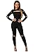 Produktbild Neue Damen Schwarz Slashed einteiligen Skinny Jumpsuits Catsuit Spielanzug Bodysuit Club Wear Kleidung Größe L UK 12–14 EU 40–42