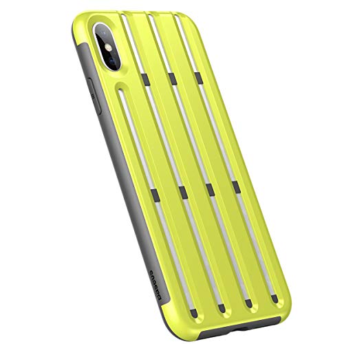 Baseus Mobile Phone Case for iPhone Xs Max 6.5 Inch Cycling Helmet Style Flexible Protection & Heat Dissipation (Green)