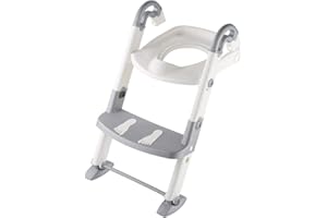 Entraîneur de toilettes 3 en 1 Rotho Babydesign KidsKit, pour enfants de 18 à 36 mois, dimensions de montage une fois plié : 41,5 x 25 x 67 cm (LxLxH), gris/blanc, 600060240