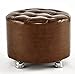 Produktbild CMDDYY Sofa-Hocker Fußhocker, Massive Farbe Rund PU Leder Schuhbank, Schlafzimmer Sitz Couchtisch Hocker Größe 40X40x30cm,Lightbrown