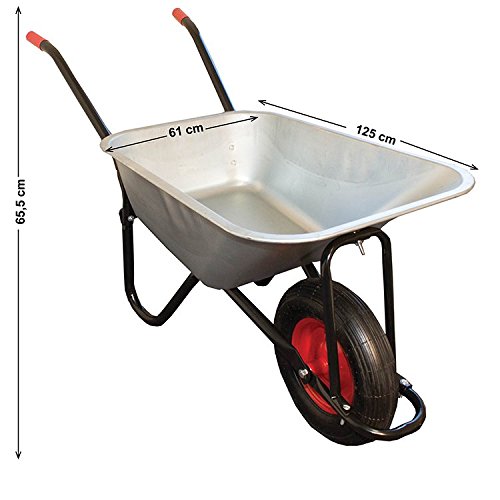 Schubkarre 100 Liter mit verzinkter Wanne & Luftreifen - 5
