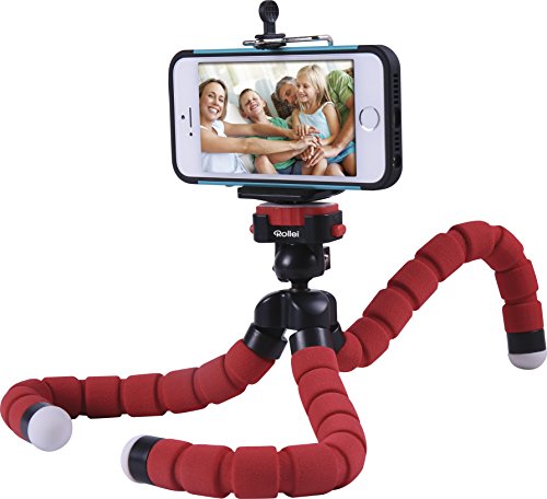 Rollei Monkey Pod - Treppiede da Tavolo Compatto e Flessibile, compatibile con DSLM, Fotocamere compatte, Actioncamera, Macchine a 360Â° e Smartphones, incl. Testa a sfera per rotazione a 360Â° - Rosso