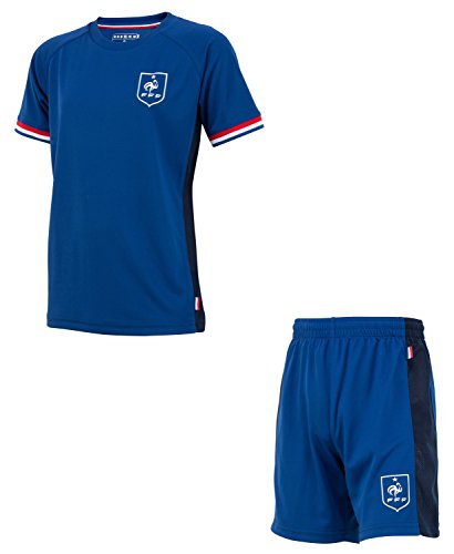 Equipe de FRANCE de football Ensemble Maillot + Short FFF - Collection Officielle Taille Enfant garçon