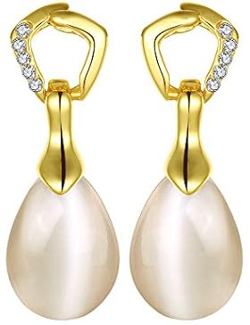 Styleziel Ohrring Ohrstecker Tropfen Mondstein Kristalle Gold 12 mm 1762