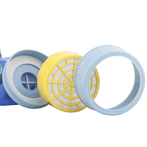 Ewolee Atemschutzmaske Aktivkohle chemikalien Halbmaske Industrielle Staubmaske mit Schutzbrille,Blau - 5