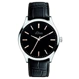 s.Oliver Herren-Armbanduhr Analog Quarz Leder SO-15142-LQR