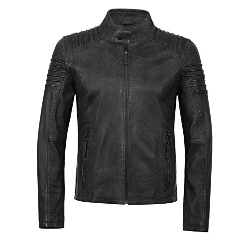 Gipsy Herren Lederjacke bergangsjacke Bikerjacke (3XL, Schwarz)