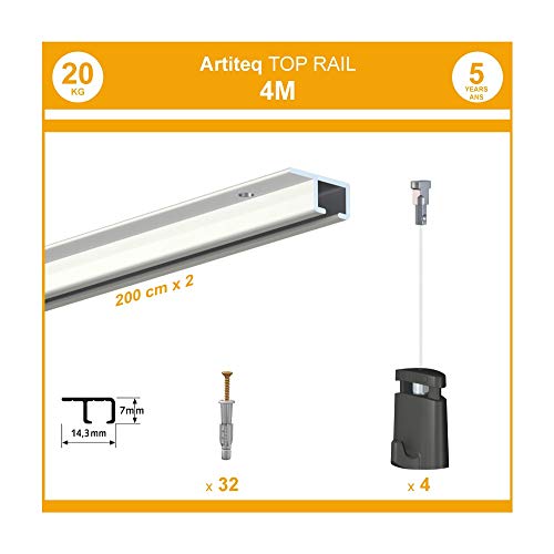 Pack cimaises Top Rail - 4 metros - 14 mm, blanco, 14 mm