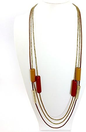 collana lunga in tessuto con barre in resina color terra art. B000041