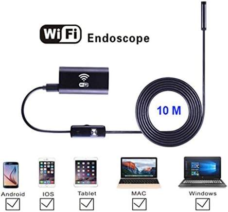WIFI Endoscope Wireless Borescope Inspection Snake Camera Tube 33ft 8MM 2.0 MP 6LED IP67 Waterproof HD 720P for Android IOS Windows System
