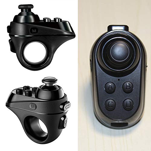 Preisvergleich Produktbild Kabelloser Bluetooth-Game-Controller, USB wiederaufladbar, tragbar, multifunktionaler Mini-Ring-Gamepad, Fernbedienung, Kamera-Auslöser, Fernbedienung für iOS, Android, Tablet, PC, 3D VR Brille, Schwarz , Free Size