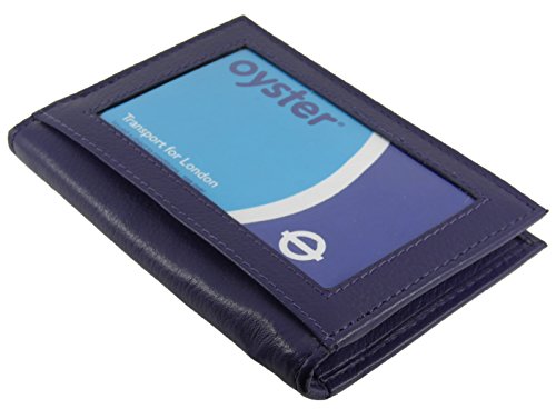 Slimline Soft Leather Credit Card Wallet/Travel/Holder with Twin ID Windows (Purple)