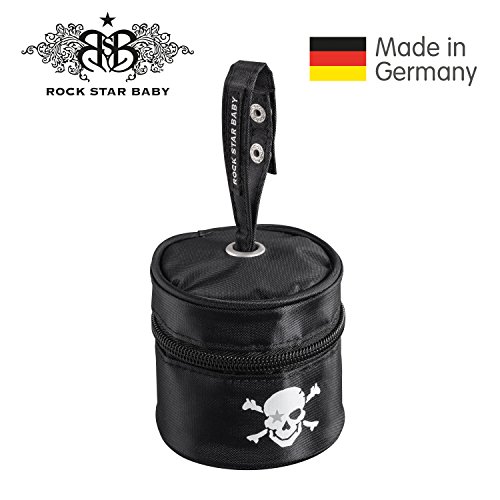Rock Star de Baby - Chupete de bolsa higiénica para guardar Con práctica asa. Elegante Chupete Box negro
