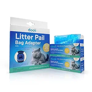 Dooli Litter Genie Compatible Bag Adapter and 50 Bag Refills (Equals 8+ Name Brand Refills)