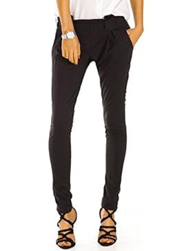 Bestyledberlin Damen Chino Hosen Slim Fit elegante Bundfalten Stoffhose j77kw