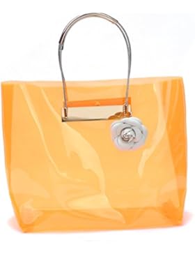 zarapack Damen-Large Neon Farbe transparent Kabel Shopper klar PVC Runway Tote IT-Bag