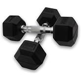 RUSTER Hex Dumbbells Set of 2, 1 kg - 25 kg, Strong Rubber, Secure Grip