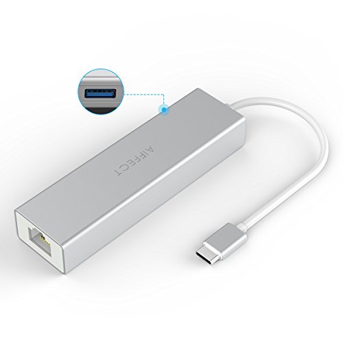 AIFFECT Aluminum USB-C To 3-Port USB 3.0 Hub with Ethernet Adapter For USB Type-C Devices Including The New MacBook 2016, ChromeBook Pixel And More – Silver - 7