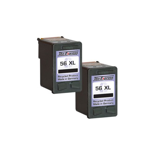 PlatinumSerie® 2x Druckerpatrone für HP 56 XL Black PSC 1315 1100 1110 1110V 1110XI 1200 1205 1210XI 1215 - 2