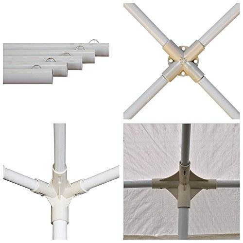 MCTECH® 4 x 3 m Gartenzelt Pavillon Bierzelt Partyzelt Festpavillon inklusive 4 Seitenwände, 2 x Fenster, 2 x Tür mit Reisverschluss, Wasserdicht PE Plane in Weiß (4 x 3 m mit 4 Seitenwände, Weiß) - 4