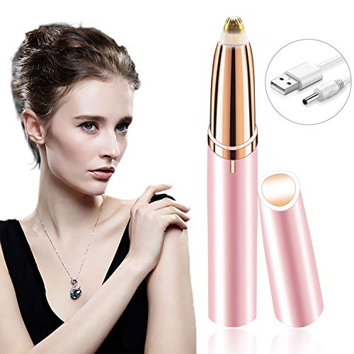 Bamoer Eléctrica Depiladora Cejas,Ceja Recortador,Eyebrows Trimmer Mujer Depiladora Facial Para,Depilacion de Cejas Carga USB (Rosa)
