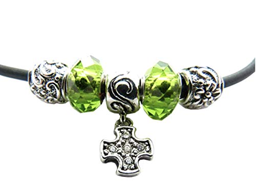 Beads Necklace, A Great Gift For Confirmation Cross with Light Green Beads