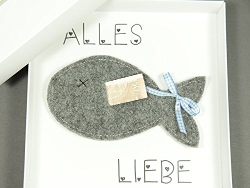 Geldgeschenk Verpackung, Geschenk zur Taufe Konfirmation Kommunion: blau Junge, Geld schenken - 4