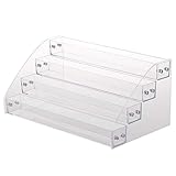 Estantería transparente para organizar cosméticos y productos de belleza.
