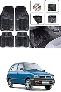 RONISH Black Rubber (Set of 4) Car Floor Mat/Foot Mat for Maruti Suzuki 800