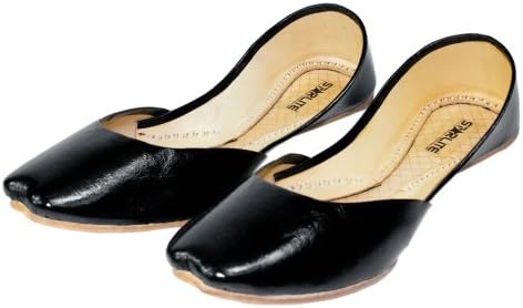 Womens Casual Black Leather Khussa Home Outdoor Shoes Pumpsuk 3-10uk (3 UK)