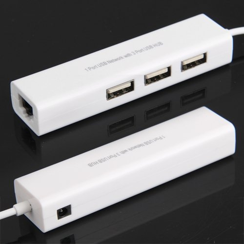 SODIAL (R) USB 2.0 3 Port Hub mit Ethernet Netzwerk LAN-Karte Adapter 10/ 100Mbps - 2