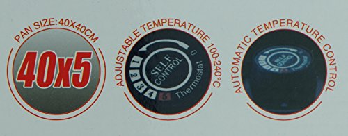 Neudorf Elektronik Manufaktur XXL Partypfanne B/ Bratfläche Aluminium-Guss Pfanne (!!!Unibody!!! – kein aufgesetztes Blech – siehe Vergleichsbild) ca. 3mm stark/ Elektrische Pizzapfanne Elektropfanne Bratpfanne/ Antihaft-Beschichtung/ 1500 Watt (100-240 °C)/ Maße: Ø 40cm - 3