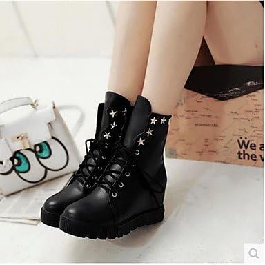 Women's Boots Combat Boots PU Spring Fall Casual Combat Boots Black White 4in-4 3/4in,Black,US5.5 / EU36 / UK3.5 / CN35
