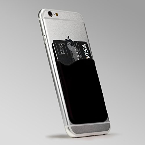 URCOVER Â Cover Porta Tessere Adesiva Universale | Custodia Carte di Credito TPU in Nero | Retro Portafoglio Accessori Smartphone Cellulare