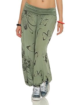 ZARMEXX Damen Pumphose Pluderhose Harem-Stil Sommerhose Baggy Yoga Pants all over Print Butterfly Freizeithose...