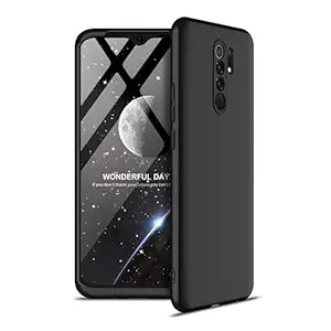 MOBILOVE Full Body 3 in 1 Slim Double Dip Case 360 Degree Protection Hard Bumper Back Case Cover for | Redmi 9 Prime/Poco M2 (Black)