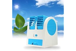 DERIKE Portable Mini AC USB Battery Operated Air Conditioner Mini Water Air Cooler Cooling Fan Blade Less Duel Blower with Ic